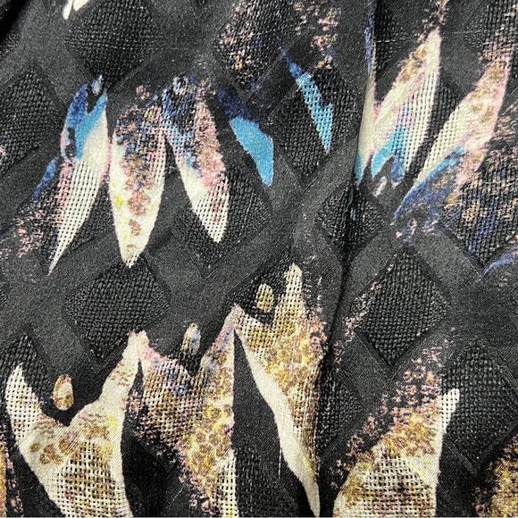 DIANE VON FURSTENBERG Silk black & taupe print skirt lace trim pockets SZ 2 - Picture 8 of 12